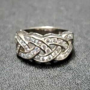 GSJ sterling silver diamonique AAA CZ ring size 8